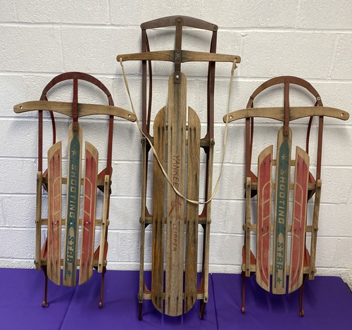 Vintage wooden metal sleds - 3,
