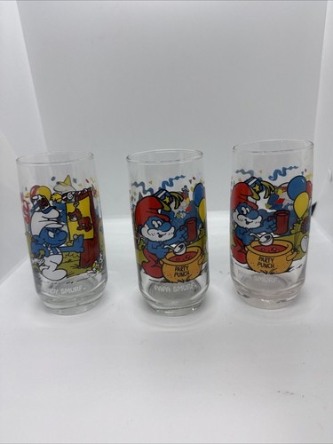 1983 smurfs glasses - smurfs, lot