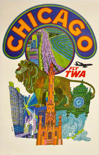 Twa vintage chicago poster - twa,