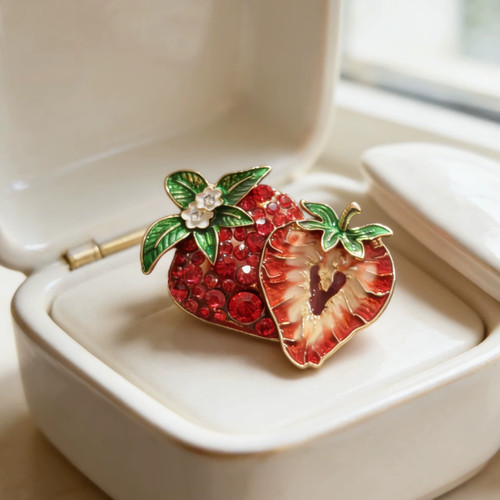 Sparkly rhinestone strawberry - sparkly,