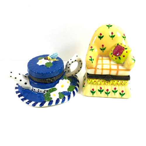 Vintage hinged ceramic trinket - ceramic,