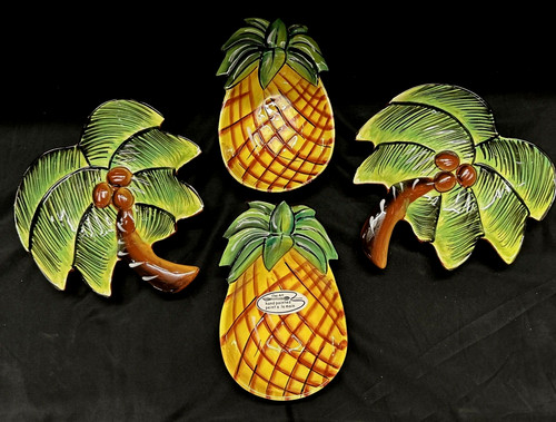 Palm tree pineapple 4 pc - &,