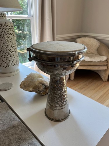 Vintage doumbek metal nickel - metal,