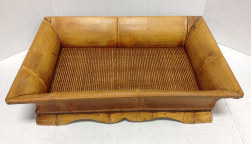Wood bamboo rattan serving - wood,