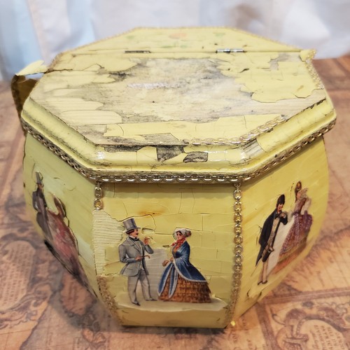 Vintage wooden octagon box - octagon,