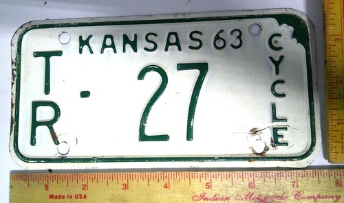 1963 kansas motorcycle license - kansas,