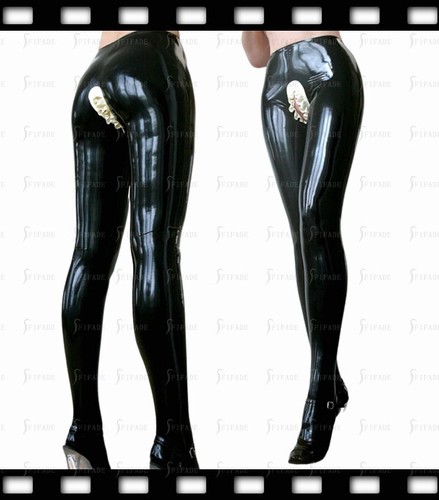 Latex leggings crotchles with - leggings,