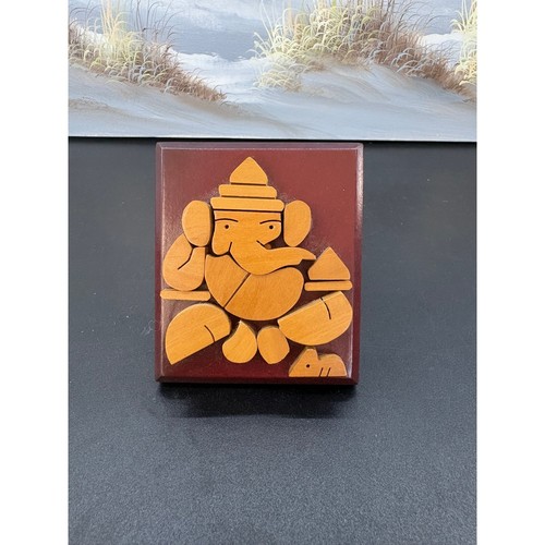 Wooden ganesha intarsia wall - ganesha,