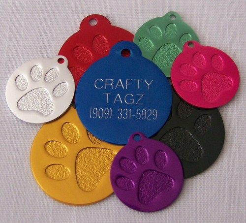 Custom engraved pet tag paw - custom,