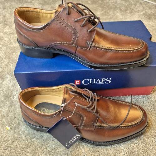 New chaps brown leather moc - new,