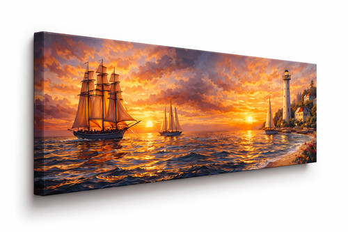 Abstract sunset sailing boats - abstract,