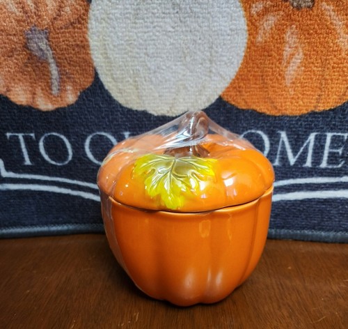 Orange pumpkin ceramic cookie - orange,