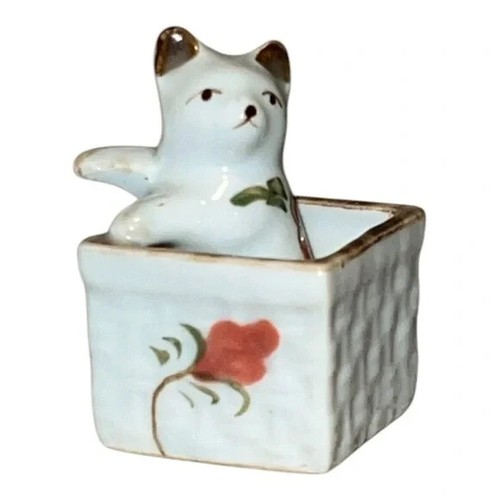 Vintage cat basket - vintage, figurine