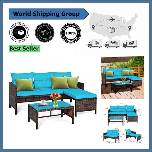 Piece shaped rattan patio - 3-piece,