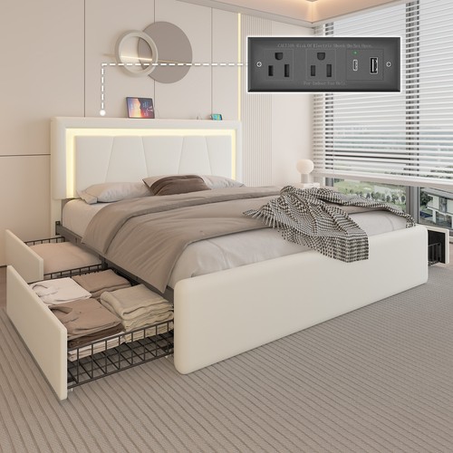 Full queen bed frame with - bed, 4