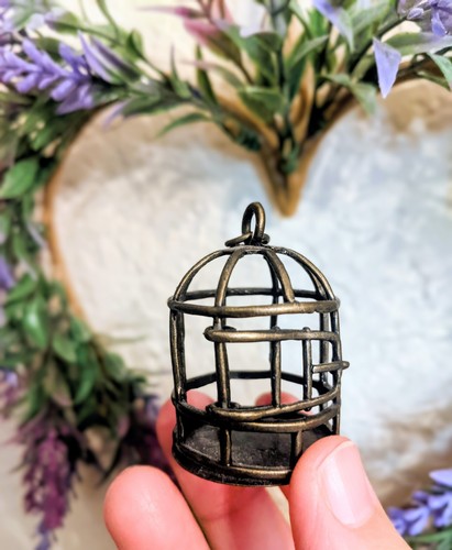 Mini bird cage brown - brown, brass