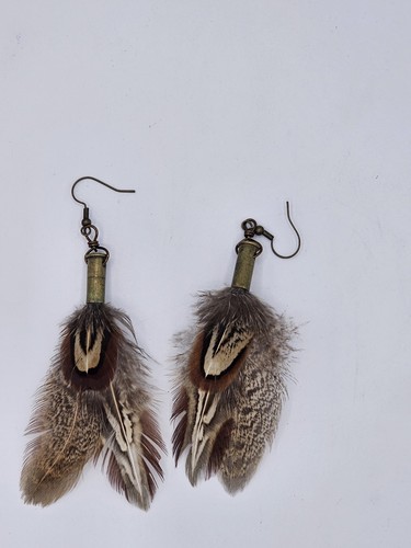 Earrings pheasant feathers - earrings,