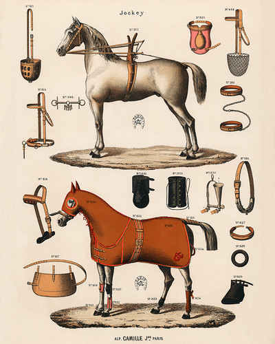 Horses with antique horseback