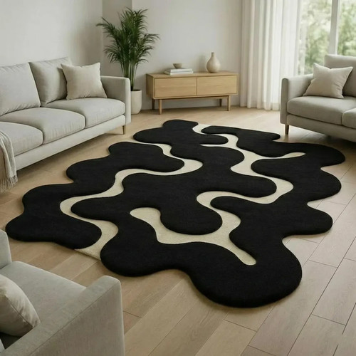 Hand tufted irregular puddle - hand,