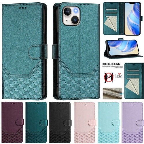 Grid leather wallet phone case - grid,