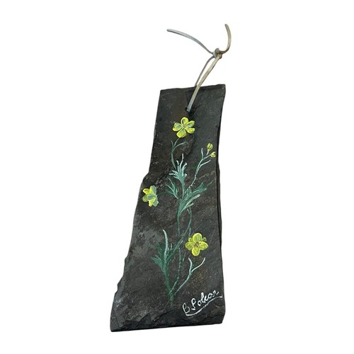 Painted slate flowers - flowers, art