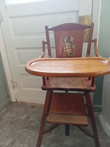 Vintage wooden high chair - vintage,