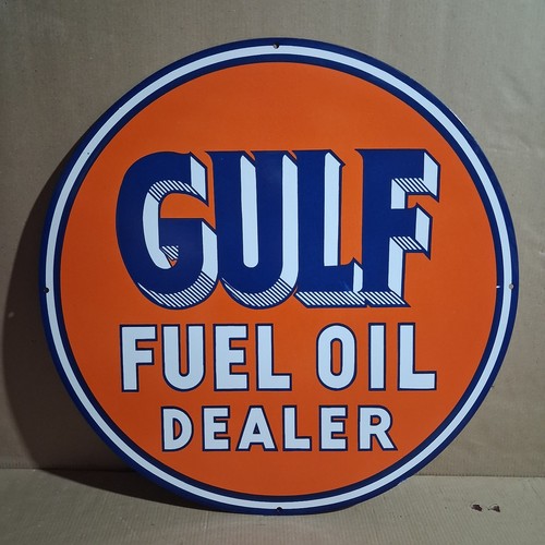 Gulf fuel oil dealer porcelain - gulf,