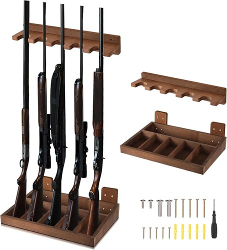 Wooden vertical gun rack wall - wooden,