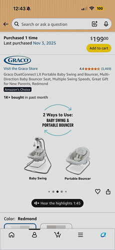 Graco bouncer swing duo - bouncer,