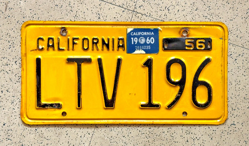 1960 1956 california license - 1960/1956,