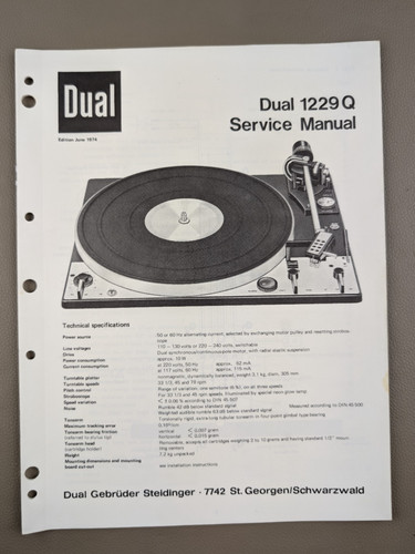 Dual 1229 turntable service - dual,