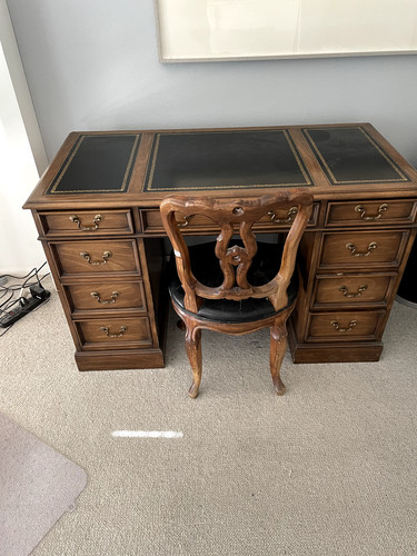 Leather desk vintage - and, chair