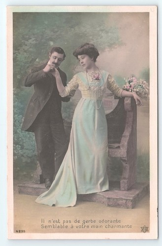 Postcard rppc french couple - rppc,