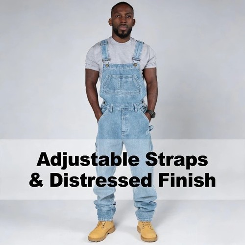 Men vintage denim overalls - men's,