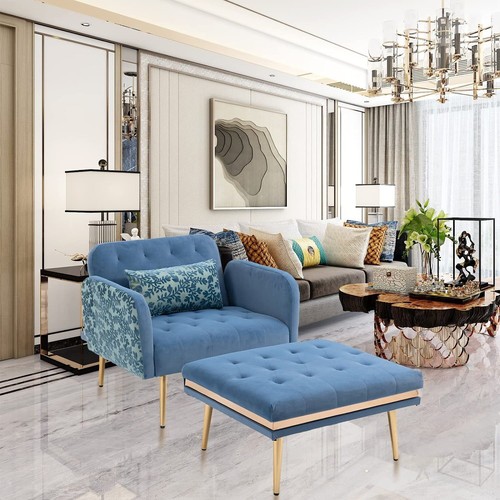 Velvet accent chair ottoman - velvet,