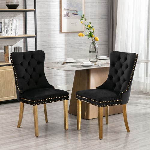 Black velvet upholstered - black,