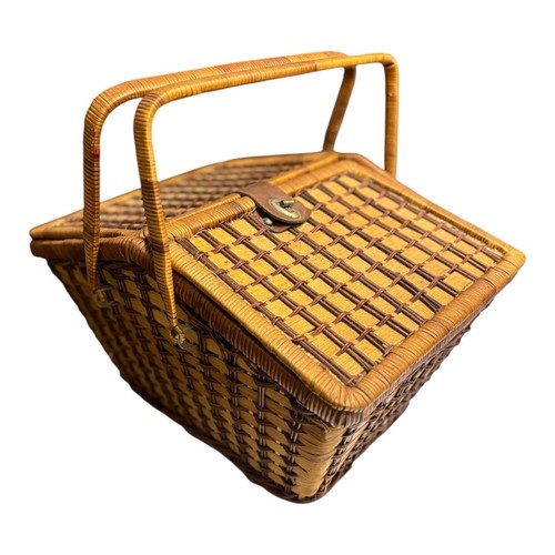 Vintage large woven wicker - woven,