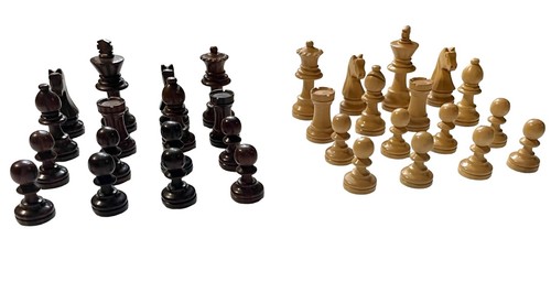 Vintage wooden chess pieces - wooden,