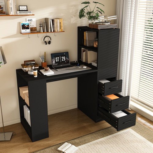Black computer desk with - black,