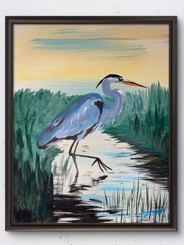 Blue heron egret sunrise - blue,