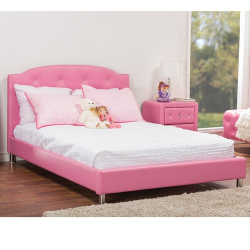 Pink upholstered platform bed - pink,
