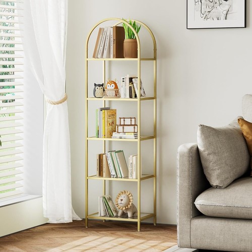 Tier tall gold bookshelf - 5-tier,