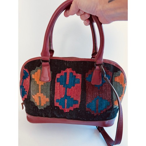 Kilim rug leather - kilim, satchel