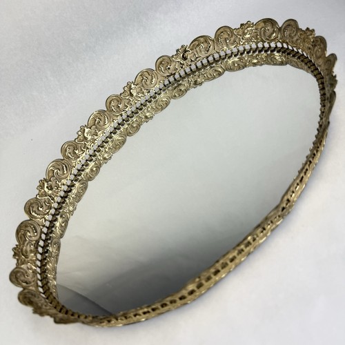 Vtg oval mirrored vanity - oval,
