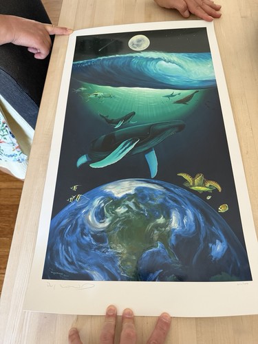 Water planet lithograph - water,