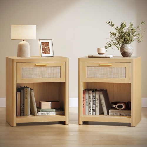 Boho nightstands rattan - nightstands, rattan-look
