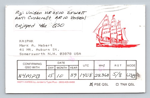 Ham radio qsl ka1phk n4mpb - ham,