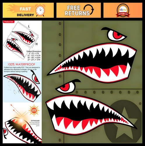 Waterproof shark teeth decals - teeth,