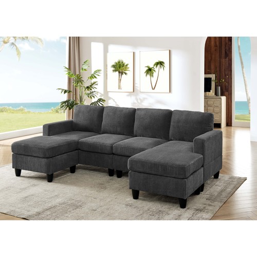 Dark gray corduroy - gray, sectional