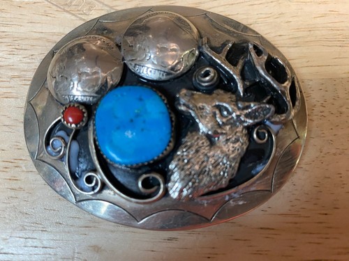 Belt buckle turquoise coral - buckle,